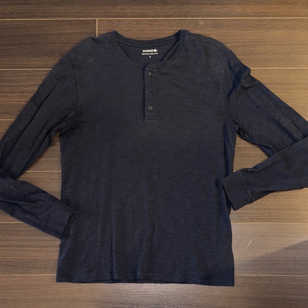 Vince Men's Dark Navy Long-Sleeve Henley